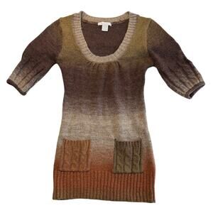 VTG Y2K 90s Charlotte Russe Ombre Earth Tone Hip-Length Sweater Boho Grunge Sm